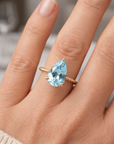 14K Yellow Gold Pear-Cut Sky Blue Topaz Gemstone Ring