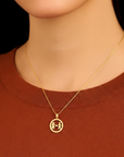 14K Yellow Gold Boy & Girl Heart Pendant Necklace