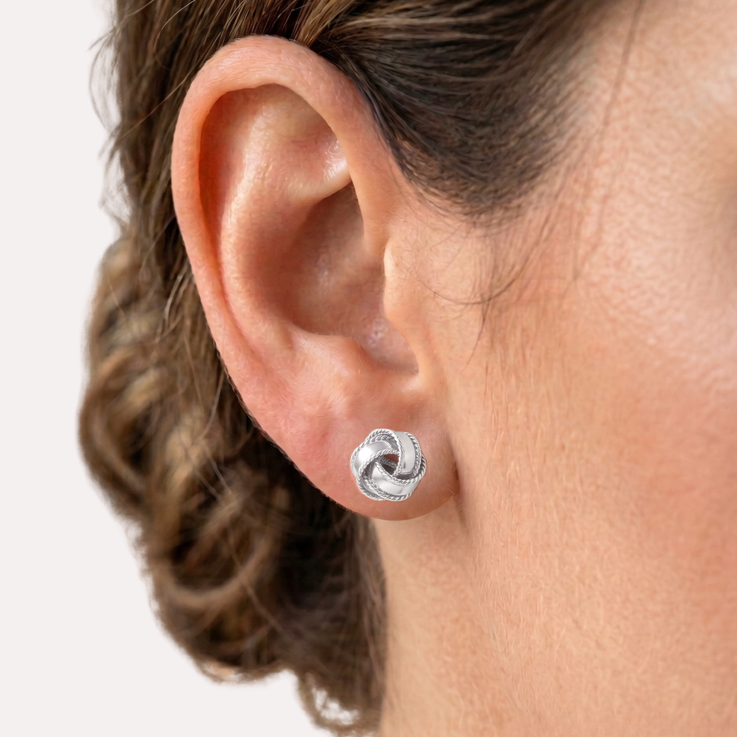 Sterling Silver Braided Love Knot Studs, Pushback