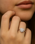 Sterling Silver Heart Shape Halo Engagement Ring