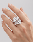 Sterling Silver Cubic Zirconia Leaf Statement Ring