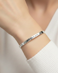 Sterling Silver "I Love You" Slip-on Bangle Bracelet, 7.5''