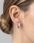 Sterling Silver Multi-Row CZ Huggie Earrings