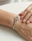 Sterling Silver Hamsa WIth Evil Eye Adjustable Bracelet