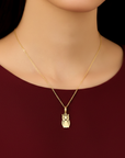 14K Yellow Gold Owl Pendant Necklace