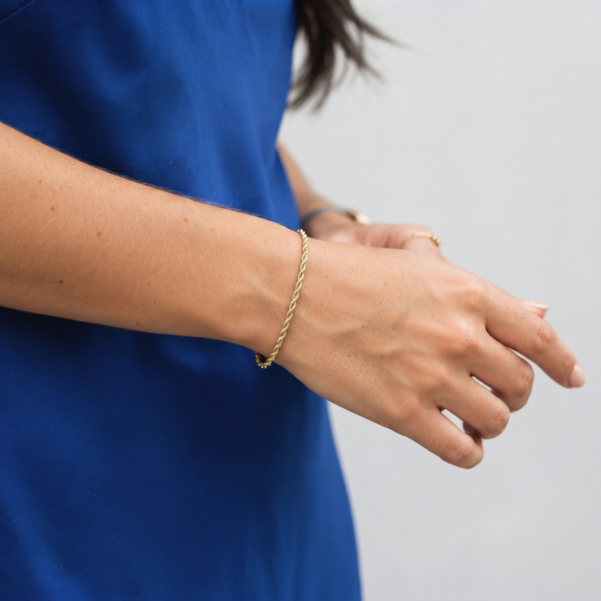 18K Gold Plated Sterling Silver Rope Chain Bracelet