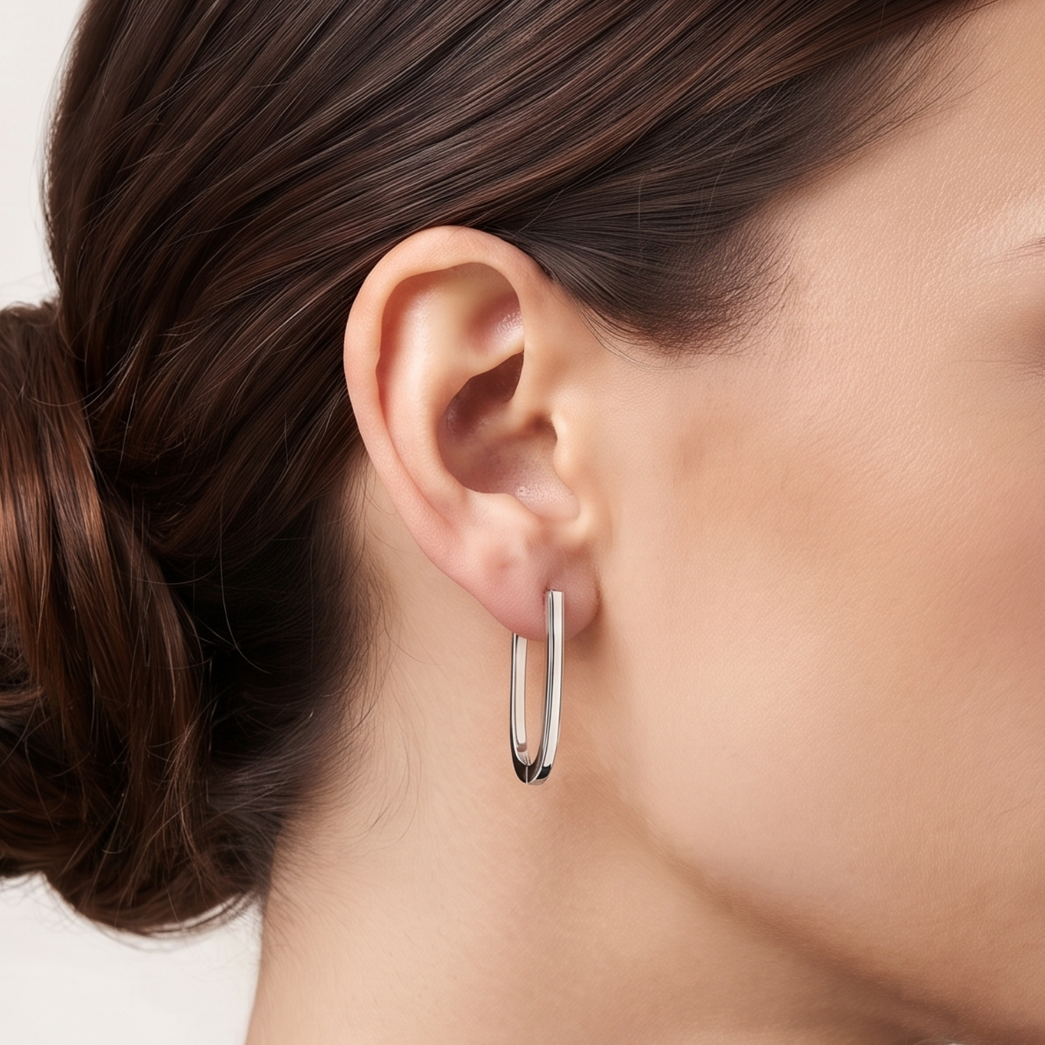 Sterling Silver Classic Oval Huggie Earrings