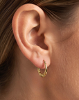 10K Yellow Gold Twisted Dotted Hoop Earrings