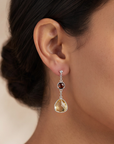 Sterling Silver Colorful Glass Dangle Drop Stud Earrings