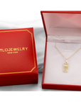 14K Yellow Gold Owl Pendant Necklace