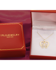 14K Yellow Gold Boy & Girl Heart Pendant Necklace