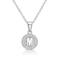 925 Sterling Silver CZ Initial Round Pendant Necklace (Letters A-Z) 16" 18"