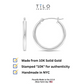 10K White Gold Classic Round Hoop Earrings, All Sizes Available