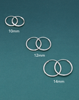 14k White Gold Endless Hoop Earrings, 1mm Thin