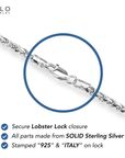 Italian Rope Chains with Strong Lobster Lock in Sterling Silver