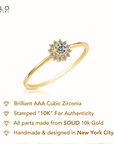 10K Yellow Gold Dainty Flower Ring