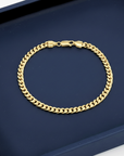 925 Sterling Silver Gold Plated Miami Cuban Link Bracelet, 5mm Thick