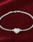 Sterling Silver Heart CZ Bracelet, Italian Handmade Love Style Jewelry