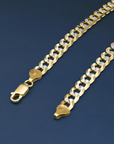 Sterling Silver Curb Chains, Two-Tone Italian Necklace, With Engraved Diamond-Cuts