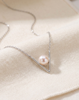 Sterling Silver Freshwater Pearl Chevron Necklace
