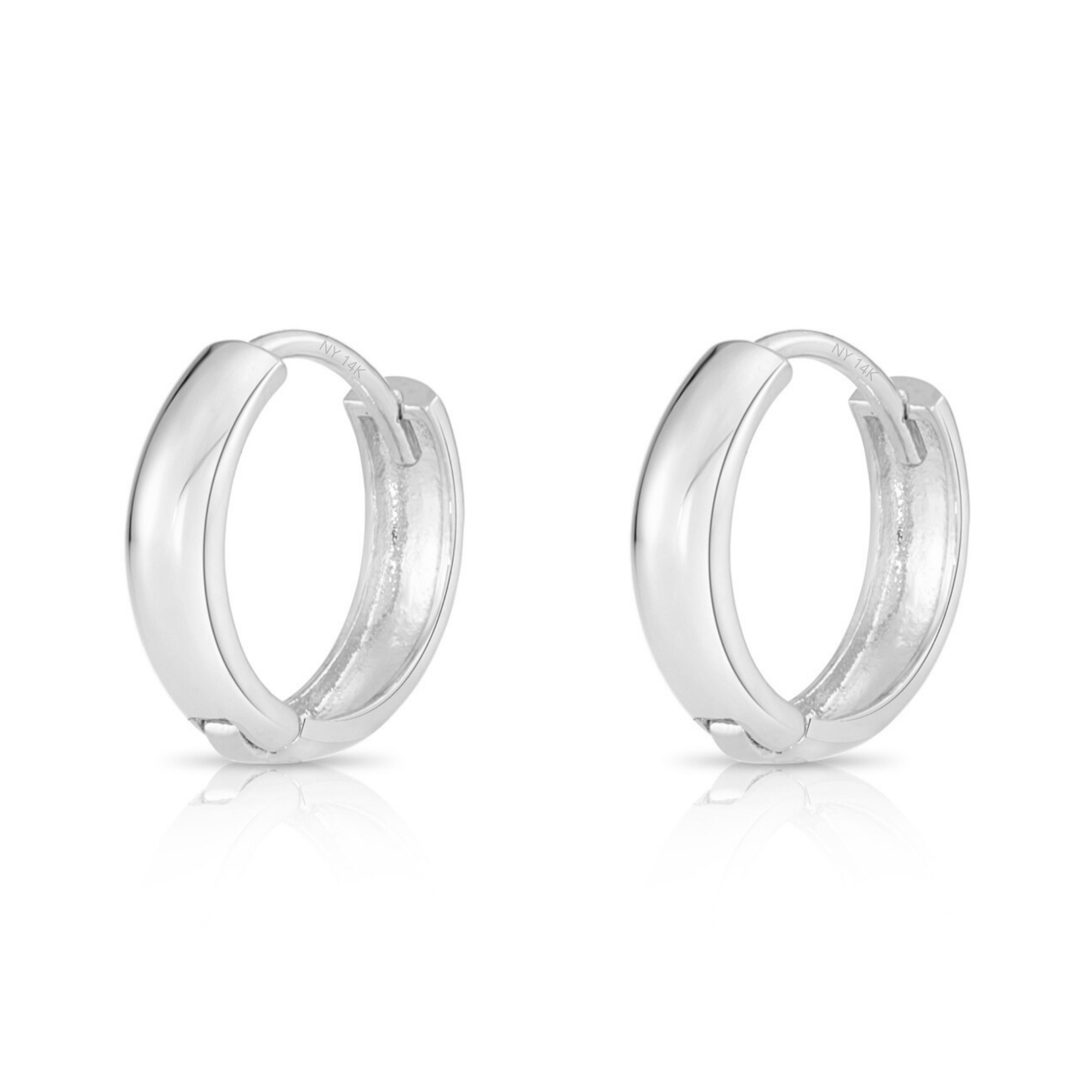 14k Gold Small Huggie Hoop Earrings, 12mm