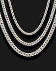 Solid Sterling Silver Miami Cuban Chains, Strong Lobster Lock