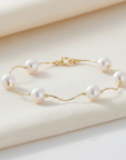 14K Yellow Gold Freshwater Pearl Bracelet, With High Polish Finish