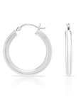 Sterling Silver Classic Round Chunky Hoop Earrings, 3mm