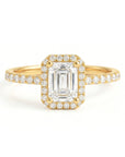 14K Yellow Gold Emerald-Cut Halo Engagement Ring