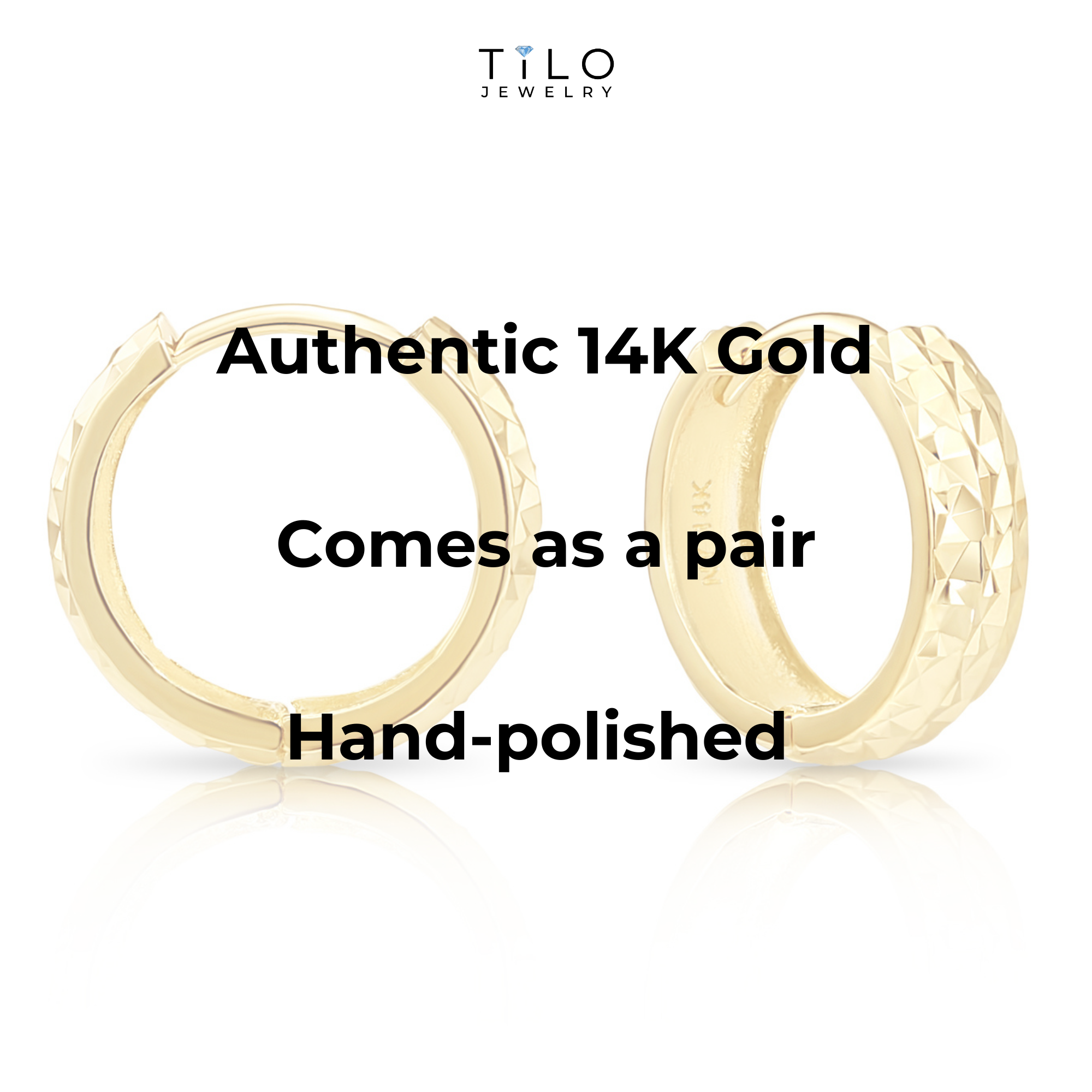 14K Gold Hand Engraved Huggies, Dainty 13mm Gold Earrings