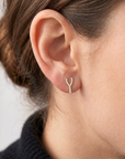 14K Yellow Gold Wishbone Stud Earrings