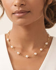 14K Gold Freshwater Pearl Station Necklace