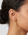 14K Yellow Gold Heart Drop Dangle Earrings