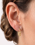14K Yellow Gold Oval Bamboo Hoop Earrings