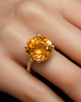 14K Yellow Gold Natural Citrine Gemstone Ring, 5 Carats