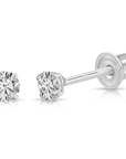 14K White Gold Lab Diamond Stud Earrings, CVD Brilliant Solitaire Round Diamond Studs, Screwback