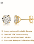 10K Yellow Gold Classic Solitaire Stud Earrings with Pushbacks
