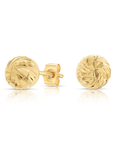 14k Yellow Gold Ball Studs With Hand Engraved Spiral Design
