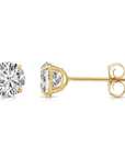 10K Yellow Gold Classic Solitaire Stud Earrings with Pushbacks