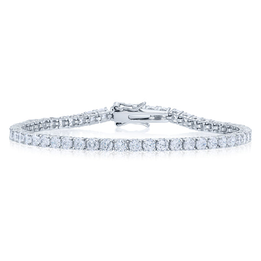 Sterling Silver CZ Tennis Bracelet, 925 Fine Sterling Silver and Cubic Zirconia, Classic Diamond-look