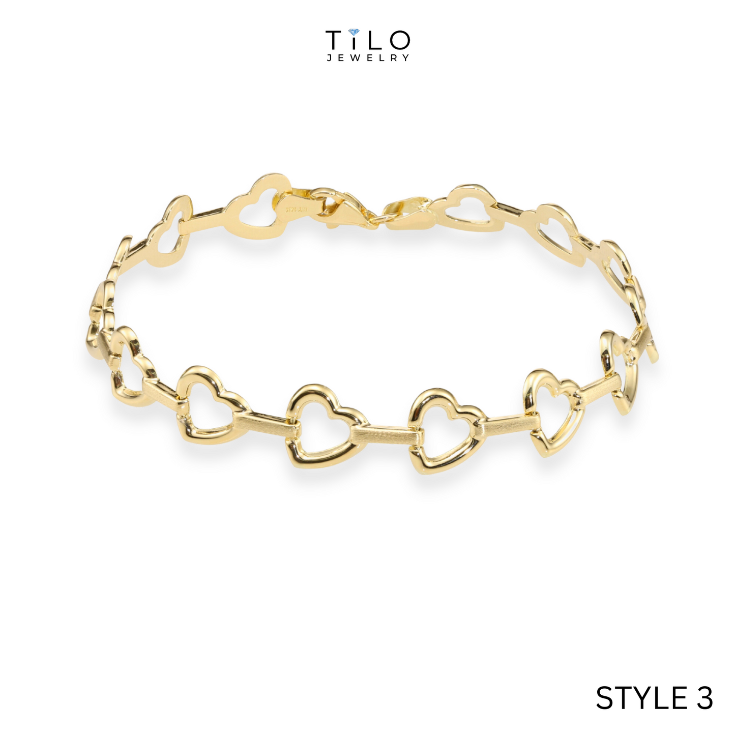 Puff Mariner Heart Link Bracelets in 14k Gold, Fine Ultra Quality Links, 7.5 inch Real Gold Bracelets