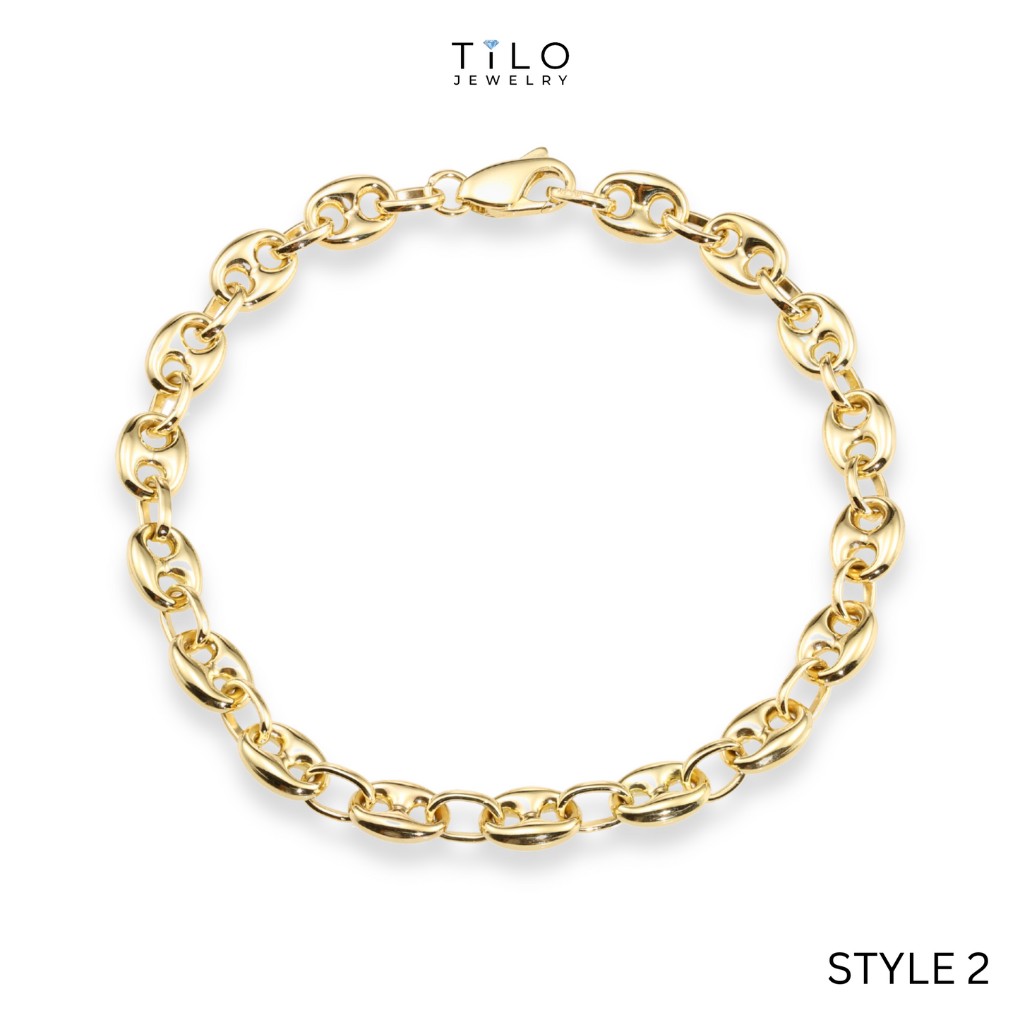 Puff Mariner Heart Link Bracelets in 14k Gold, Fine Ultra Quality Links, 7.5 inch Real Gold Bracelets