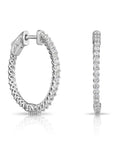 14K White Gold Natural Diamond Hoop Earrings, 1.02ctw