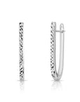 Sterling Silver Diamond-Cut Oval Huggie Earrings