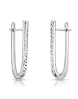 Sterling Silver Diamond-Cut Oval Huggie Earrings
