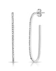 Sterling Silver Oval Diamond-Cut Hoop Earrings