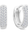 Sterling Silver Multi-Row CZ Huggie Earrings