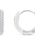 Sterling Silver Multi-Row CZ Huggie Earrings