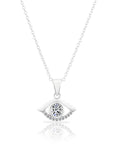 Sterling Silver CZ Evil Eye Charm Necklace