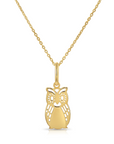 14K Yellow Gold Owl Pendant Necklace